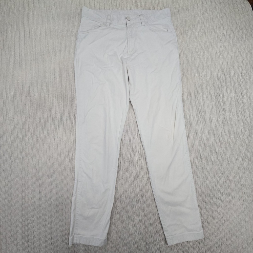 Adidas Pants Mens 30x30 Beige Canvas Chino Logo Tapered Flat Front Golf
